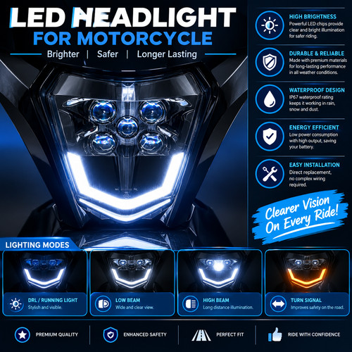 Motorcycle led headlight plate - led,